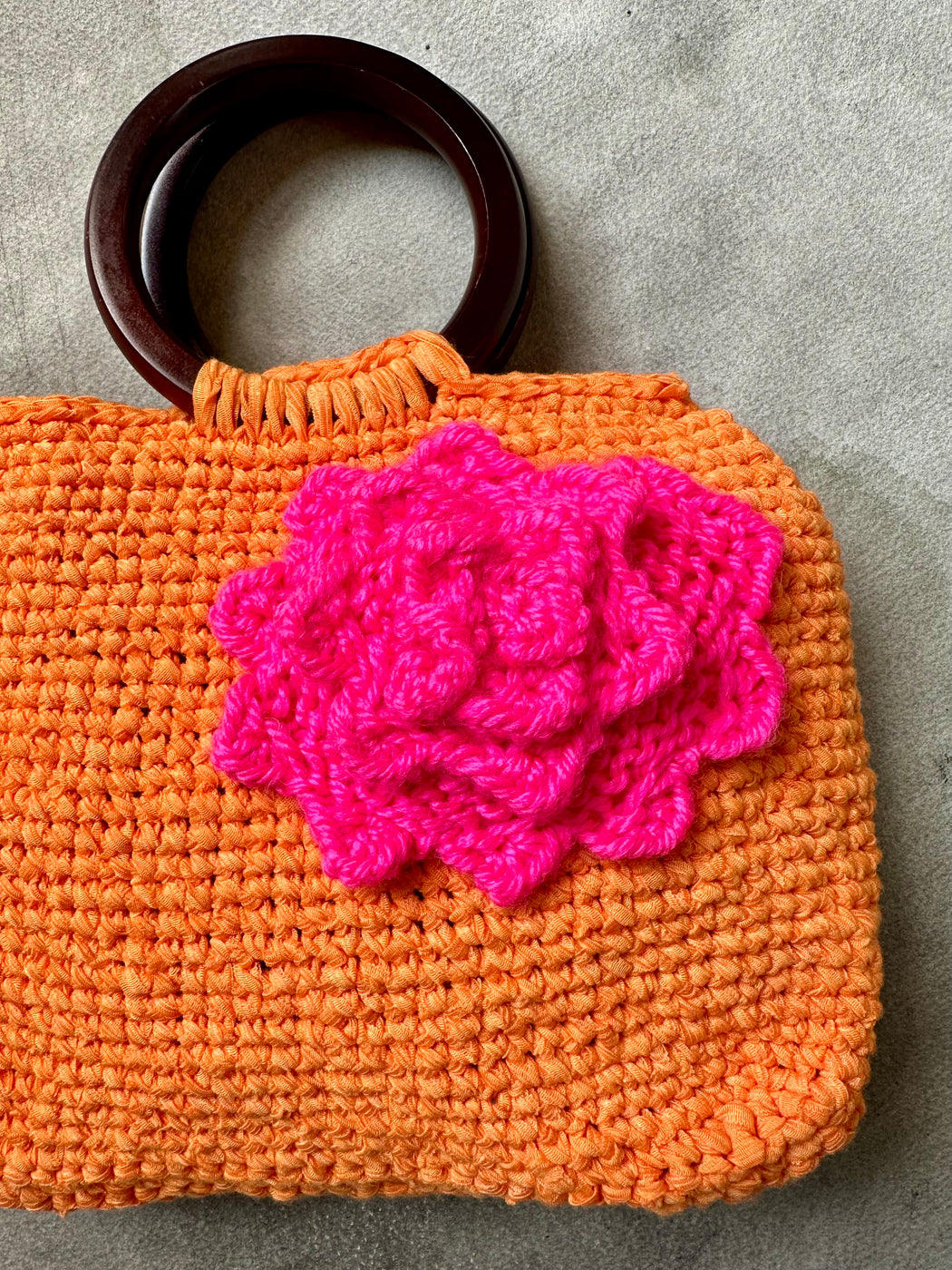 "Pink Flower" Hand-Crocheted Purse by Albo