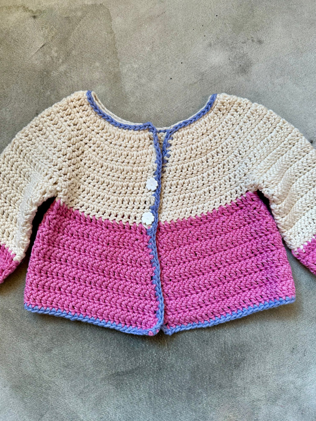 "Orchid" Hand-Crocheted Baby Sweater by Albo