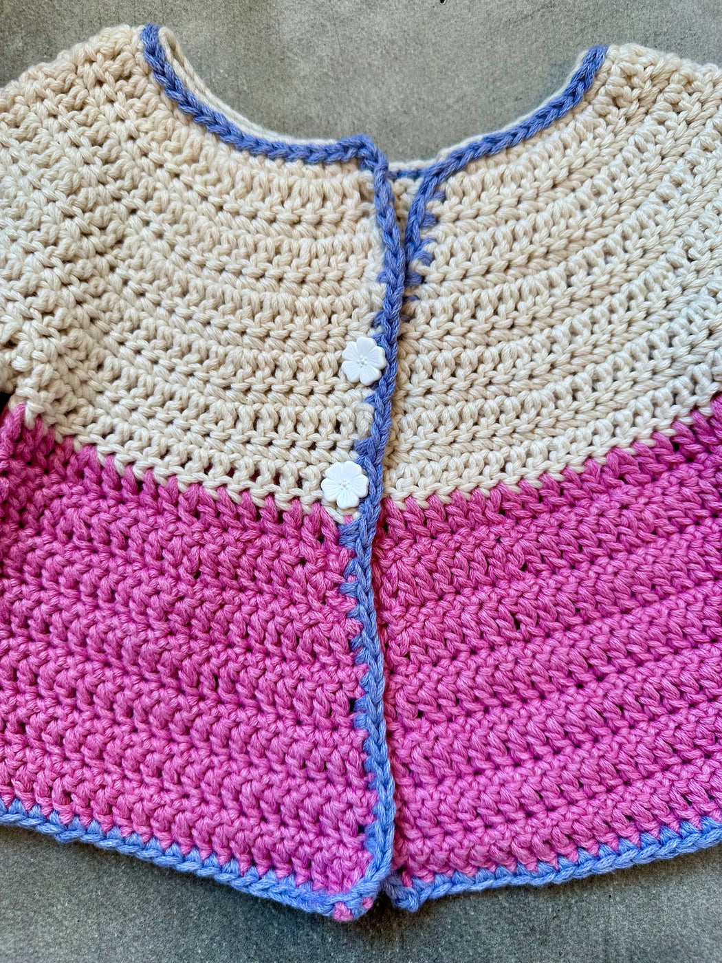 "Orchid" Hand-Crocheted Baby Sweater by Albo