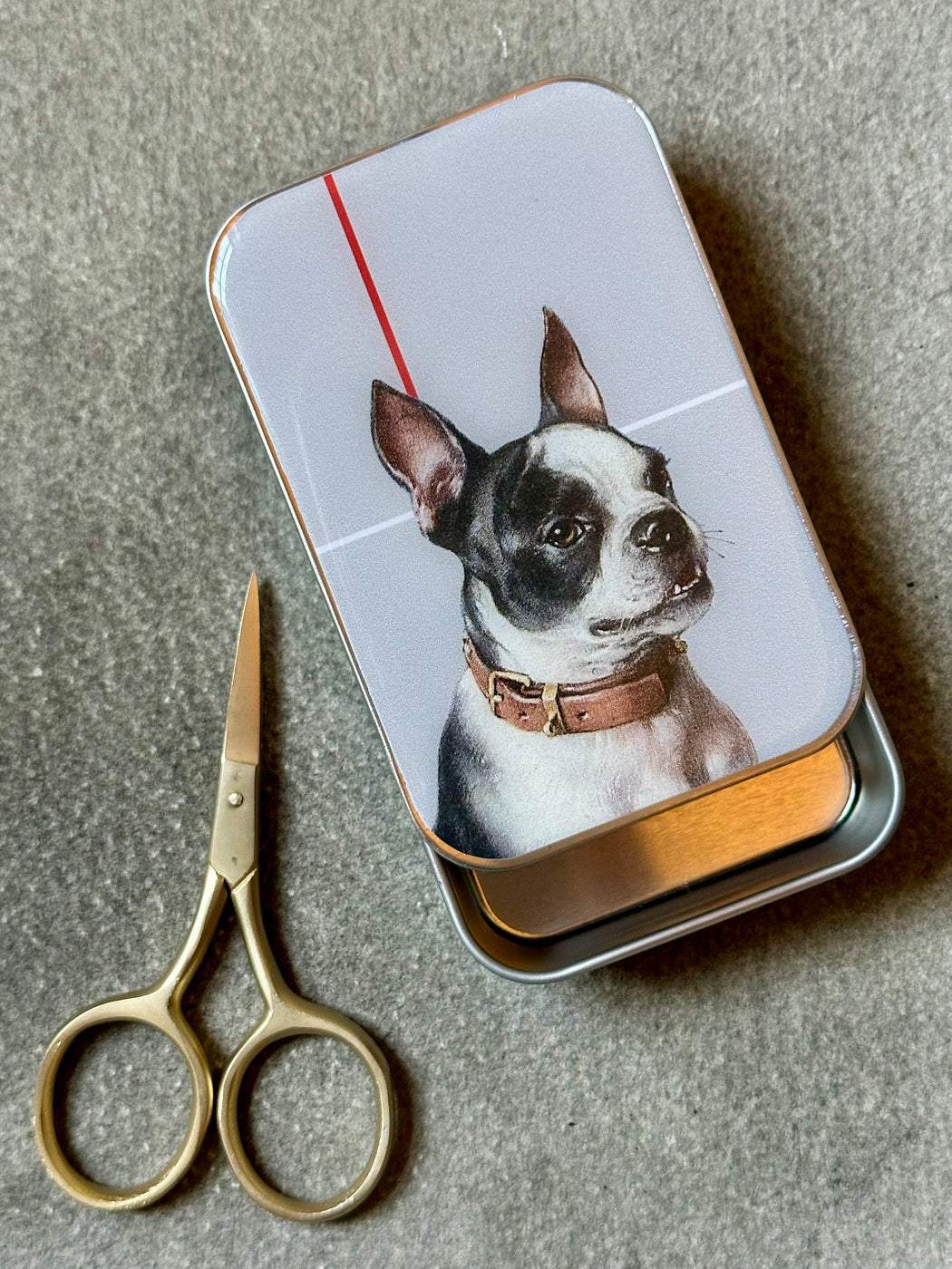 "Boston Terrier" Notions Tin