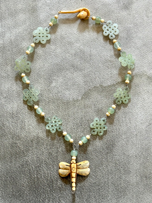 "Dragonfly" Jade and Bone Necklace by Carolyn Roberts