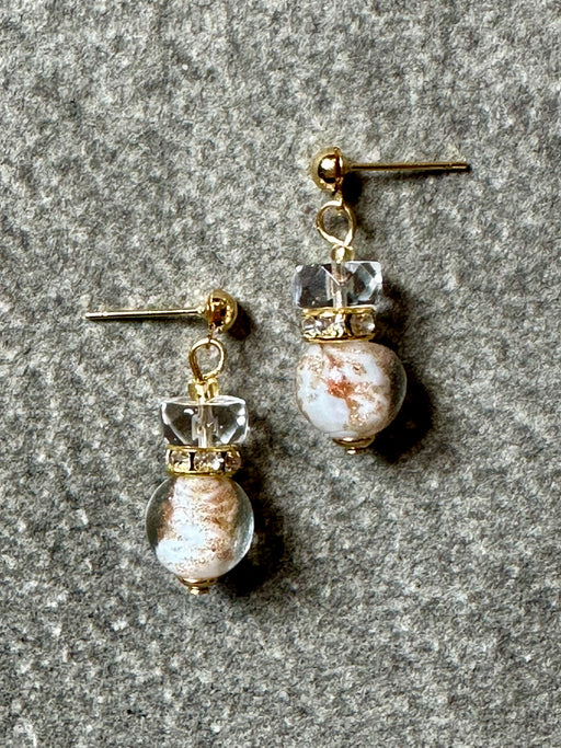 Murano Glass Drop Earrings - White