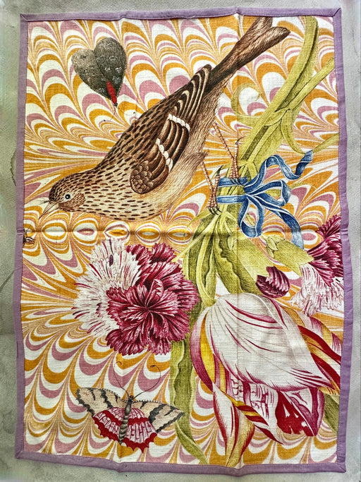 "Bird & Tulip" Piped Tea Towel by Thomas Paul