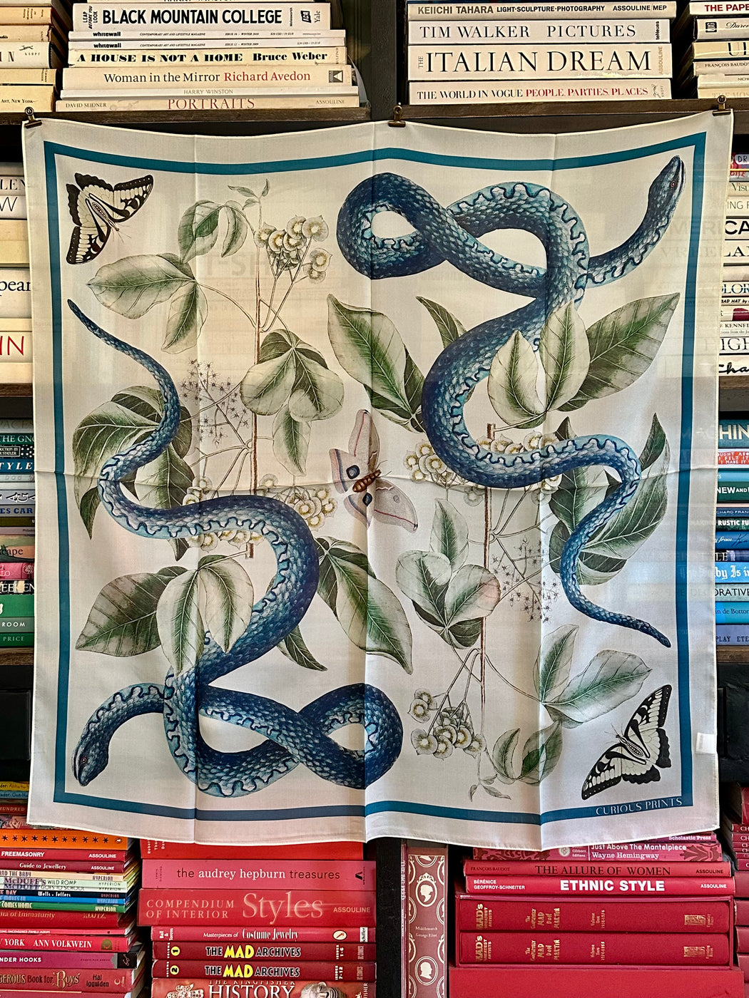 "Blue Snake" Silk Scarf by Curious Prints
