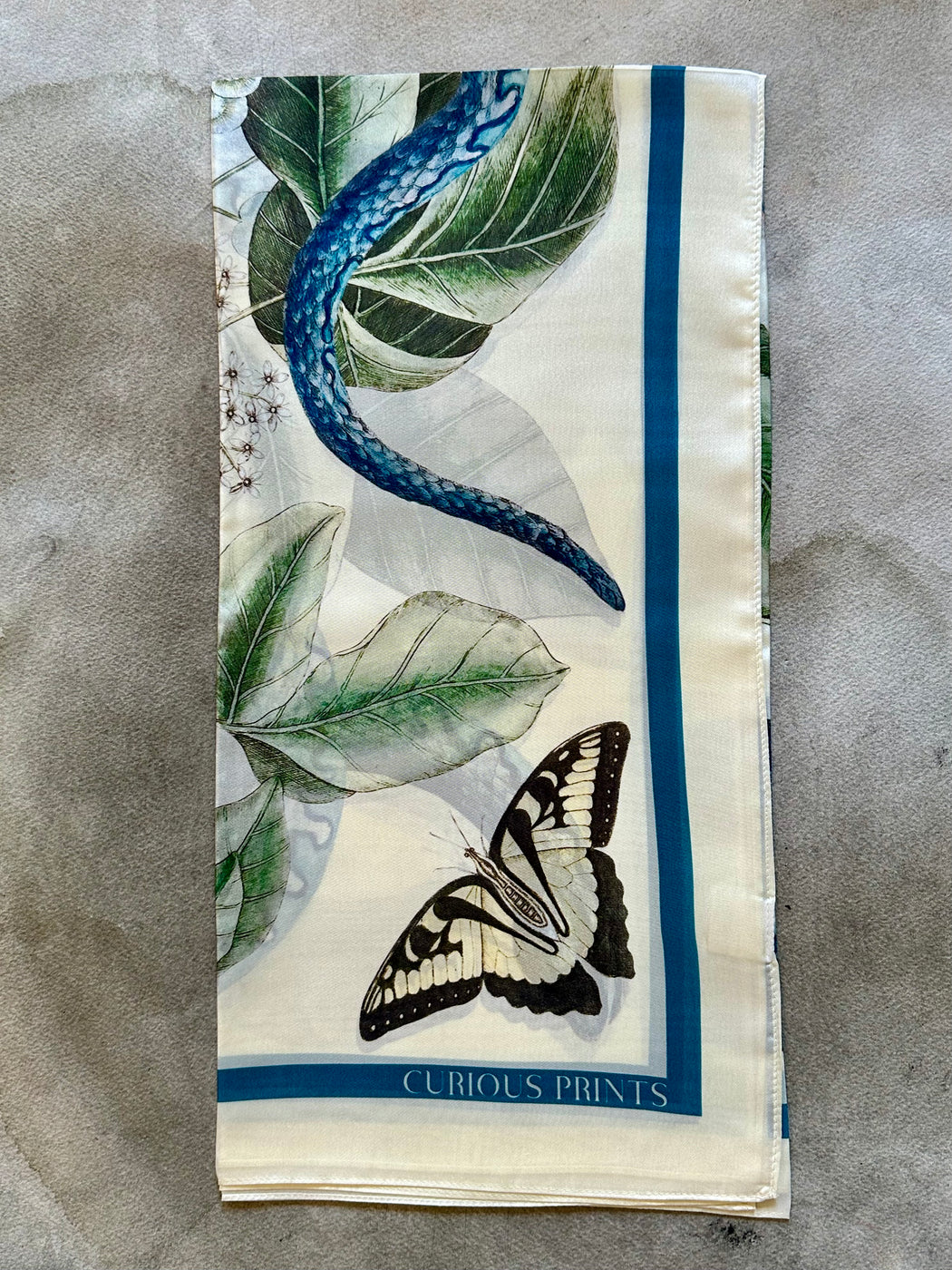 "Blue Snake" Silk Scarf by Curious Prints