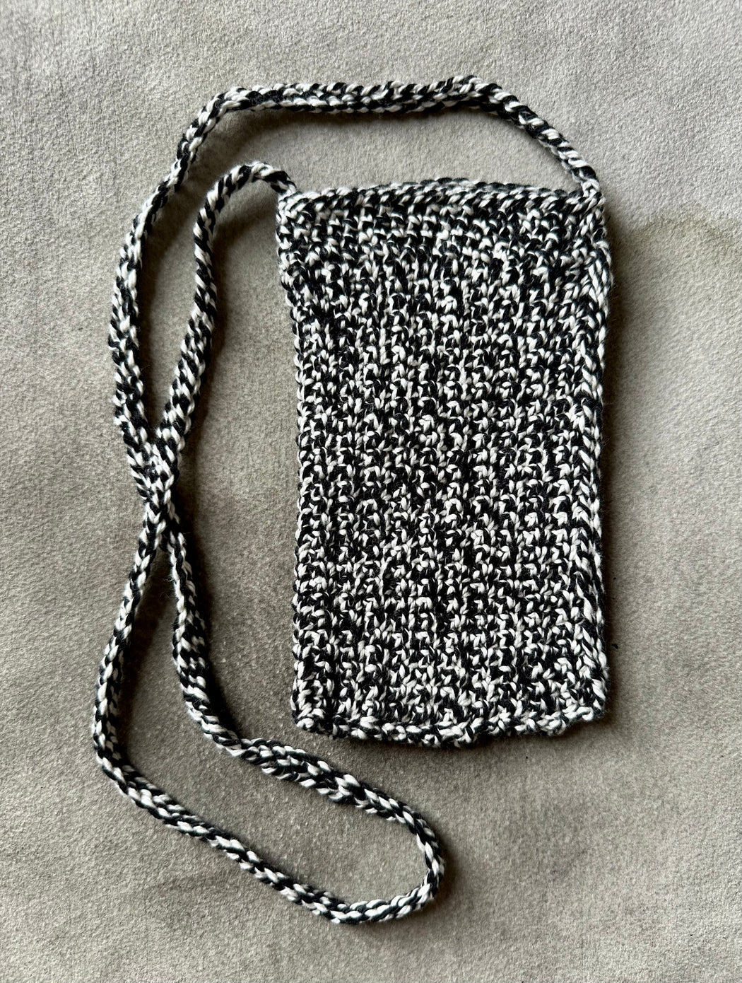 "Black Tweed" Hand-Crocheted Little Cross-Body Bag