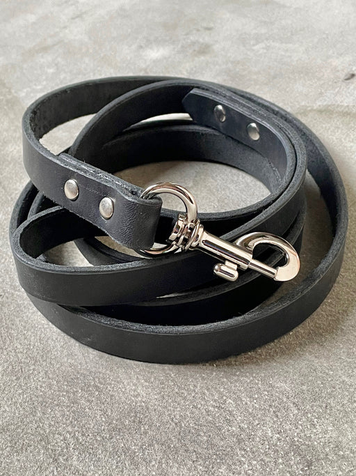Black Leather Dog Leash by Pike Leather