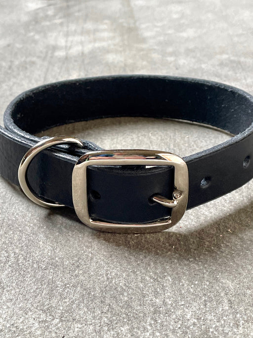 Black Leather Dog Collar by Pike Leather