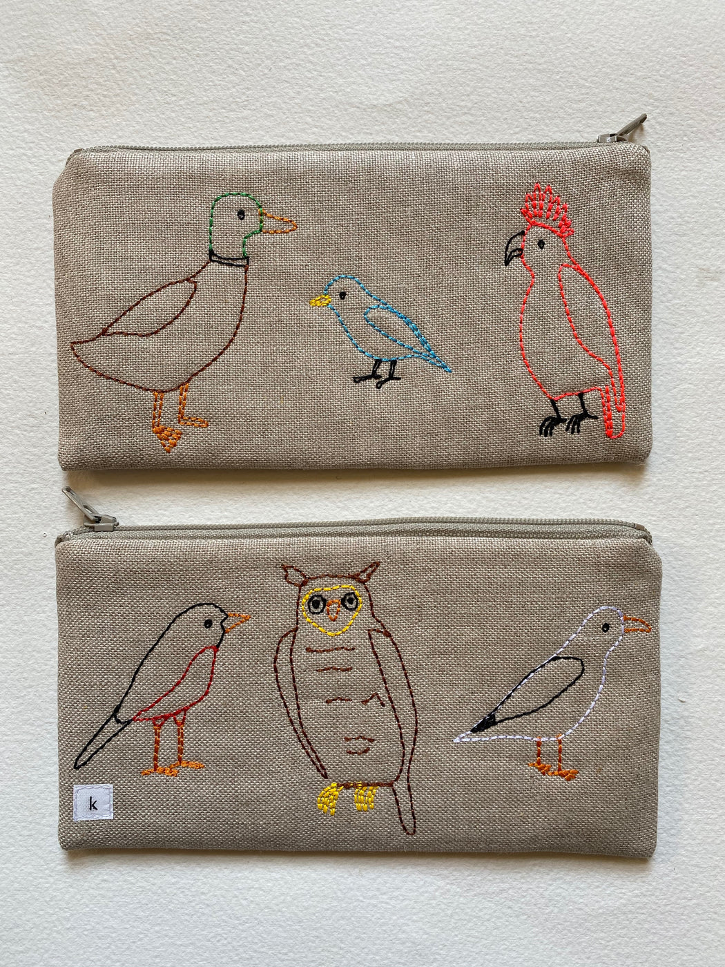 K Studio "Birds of the World" Embroidered Pouch