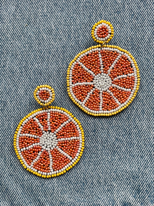 "Grapefruit" Seed Bead Earrings
