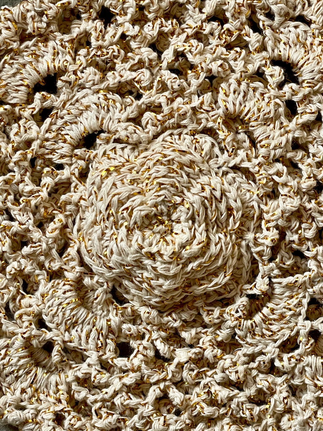 Nathalie Lete Hand-Crocheted Flower Purse - Ivory & Gold