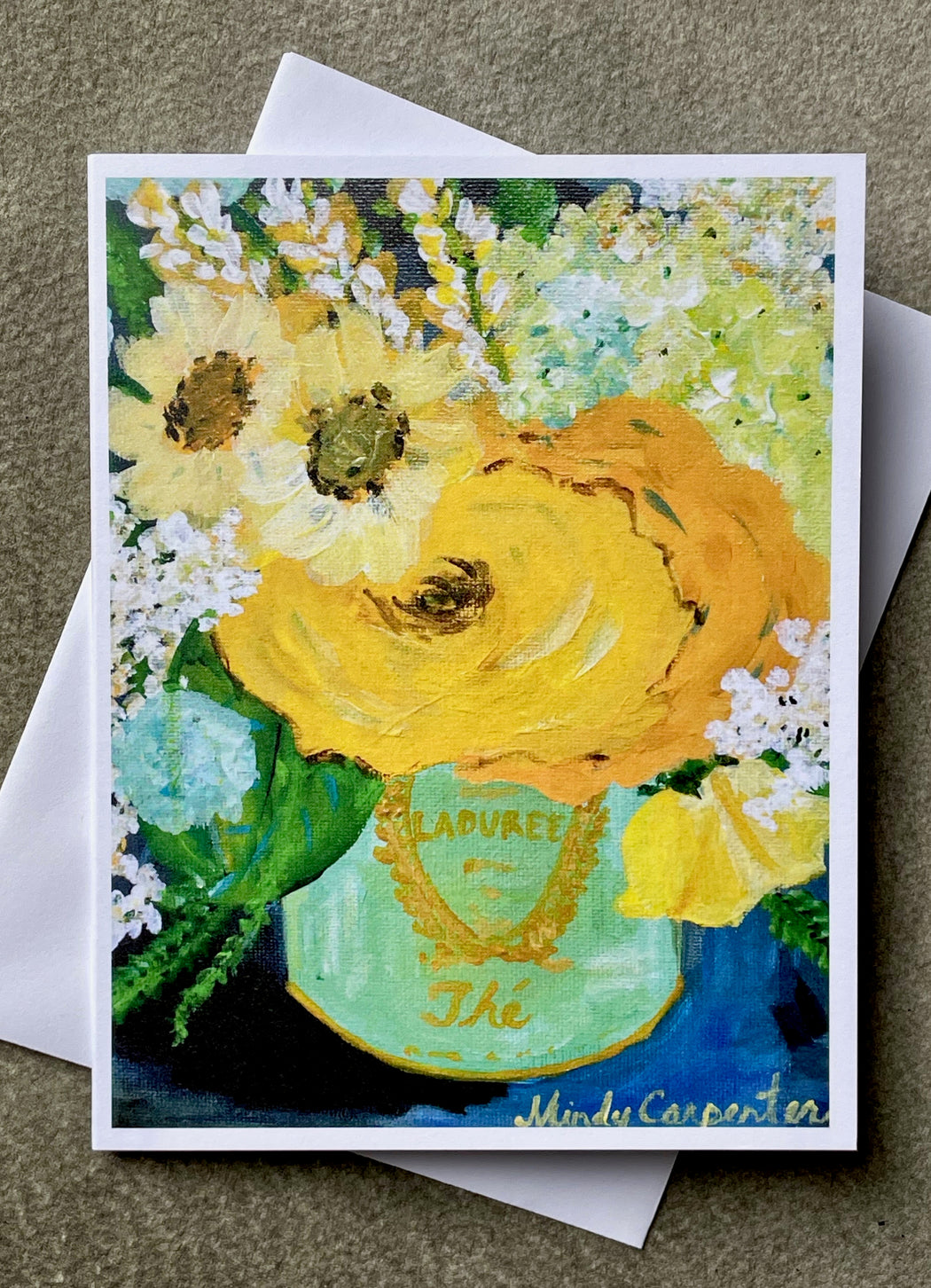 "Yellow Roses in Laduree Tin" Card by Mindy Carpenter