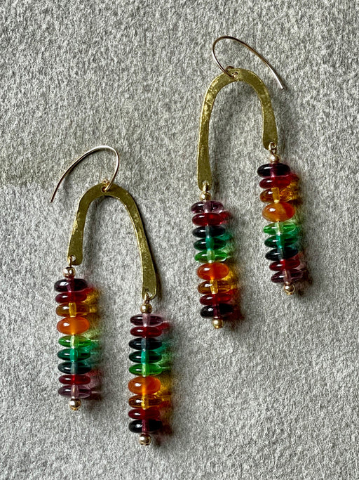 "Double Rainbow" Brass Earrings by Cynthia de Bellechasse