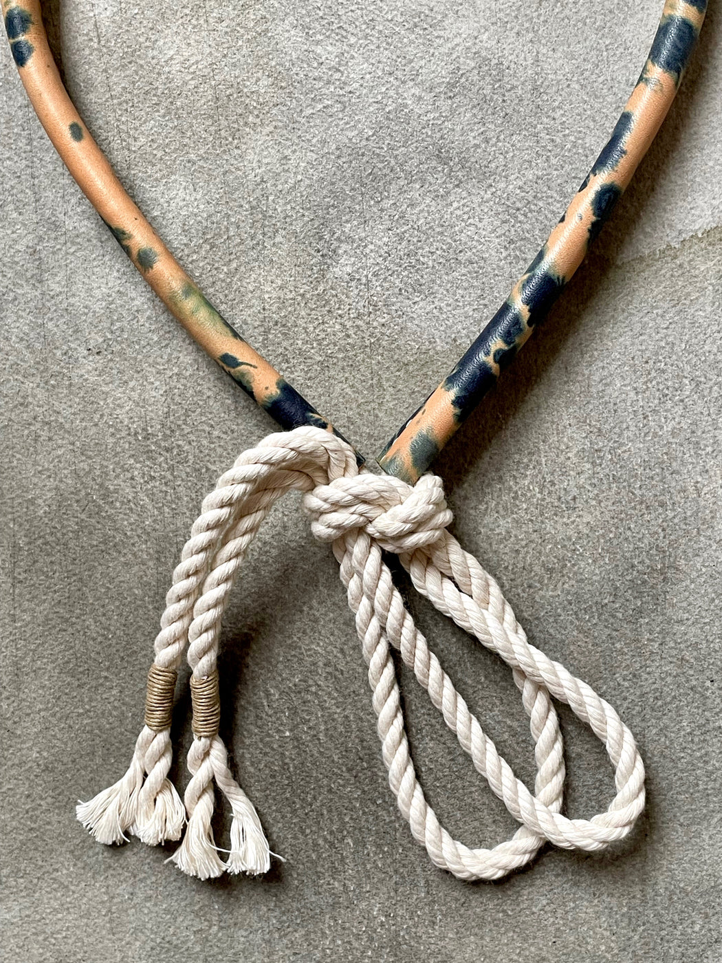 Indigo-Dyed Natural Leather and Rope Belt by Made Solid