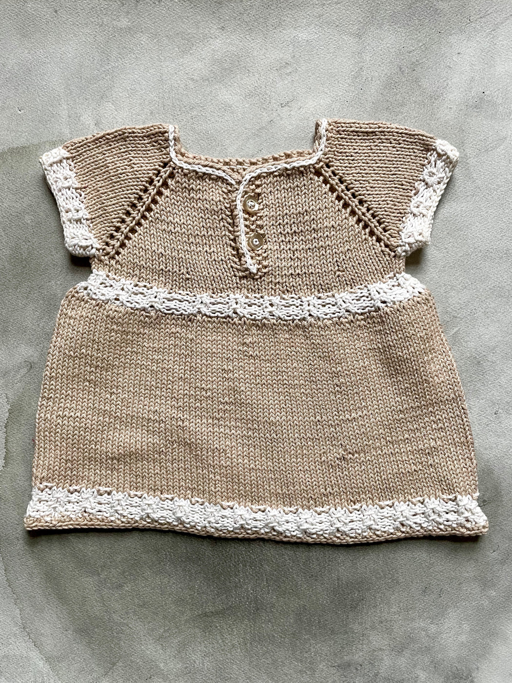 Hand-Knitted Cotton Baby Dress by Albo - Beige