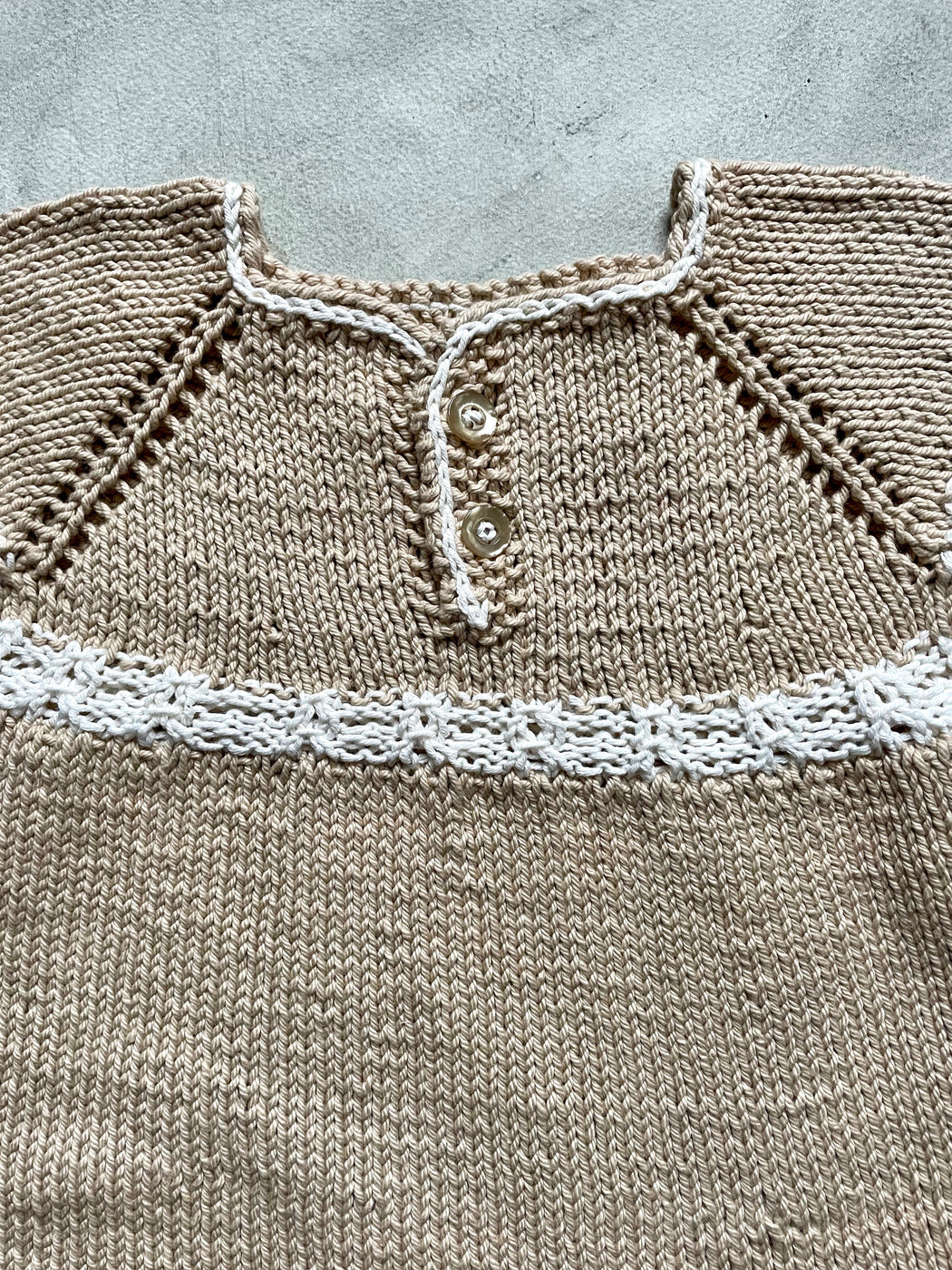 Hand-Knitted Cotton Baby Dress by Albo - Beige
