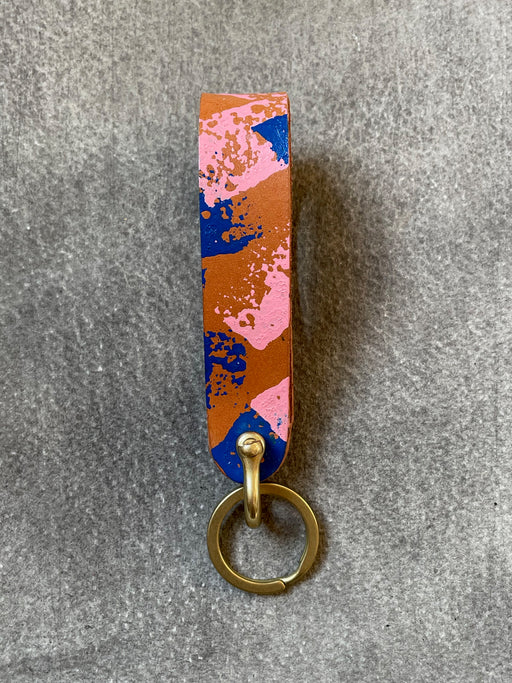 Hand-Painted Natural Leather and Brass Key Fob by Made Solid