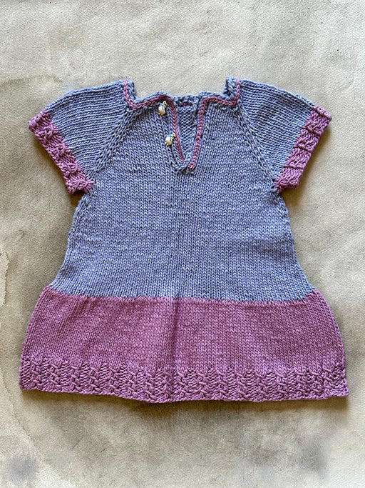 Hand-Knitted Cotton Baby Dress by Albo - Blue & Lilac