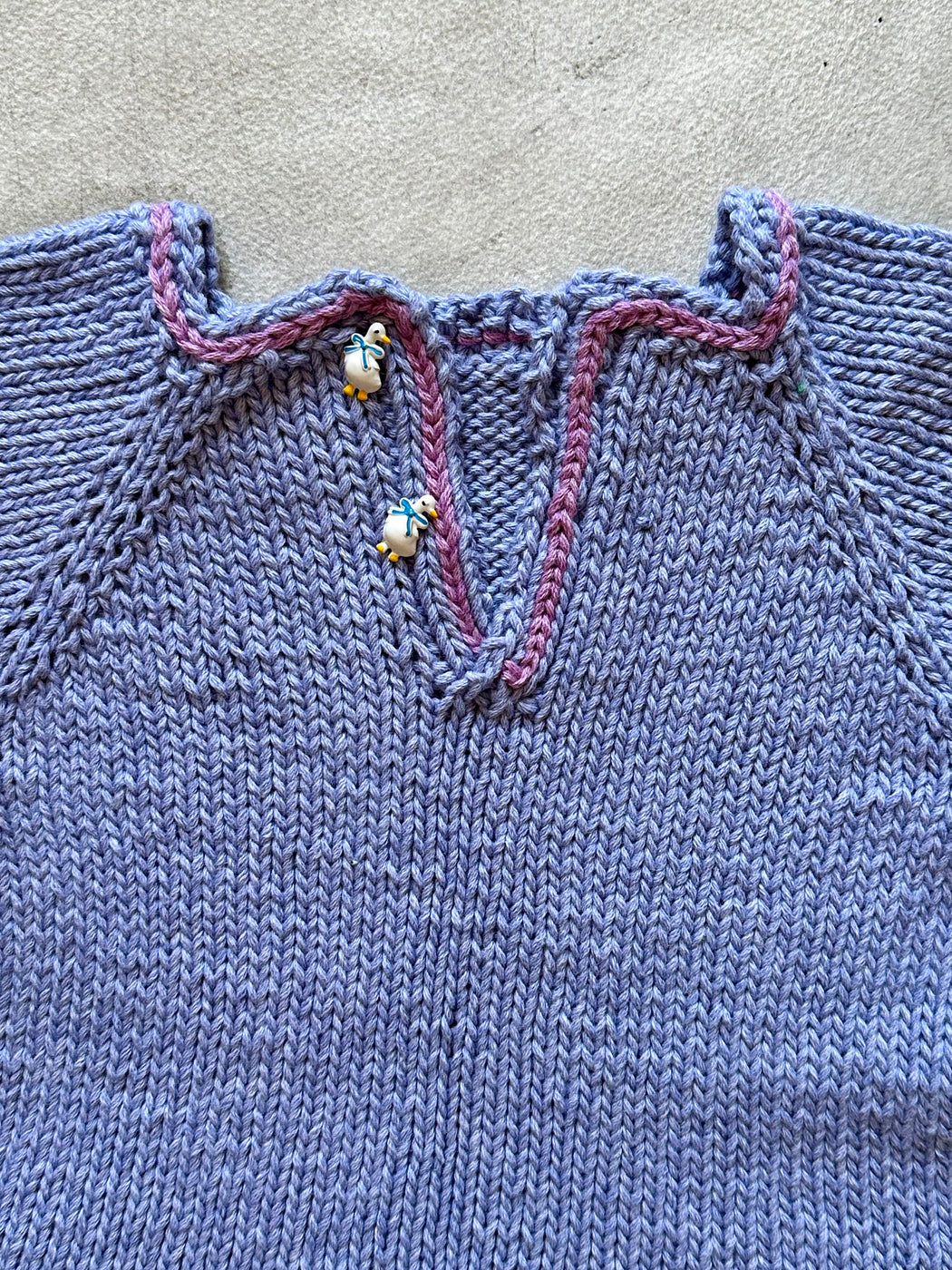 Hand-Knitted Cotton Baby Dress by Albo - Blue & Lilac