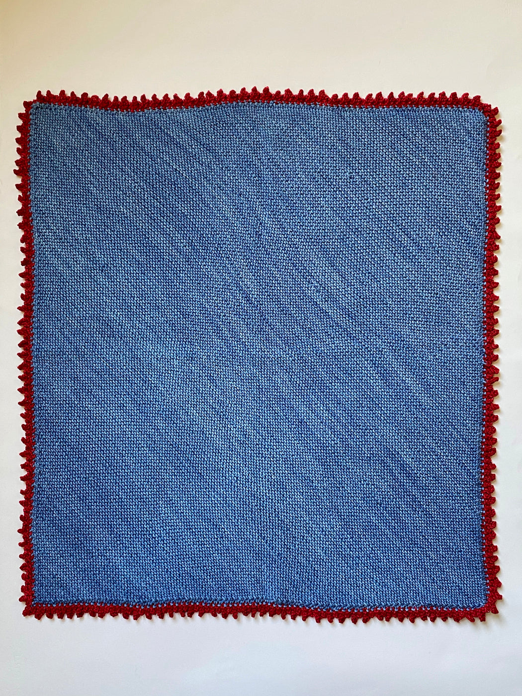 Aunt Debbie's Hand-Knitted  Baby Blanket -  Denim Blue