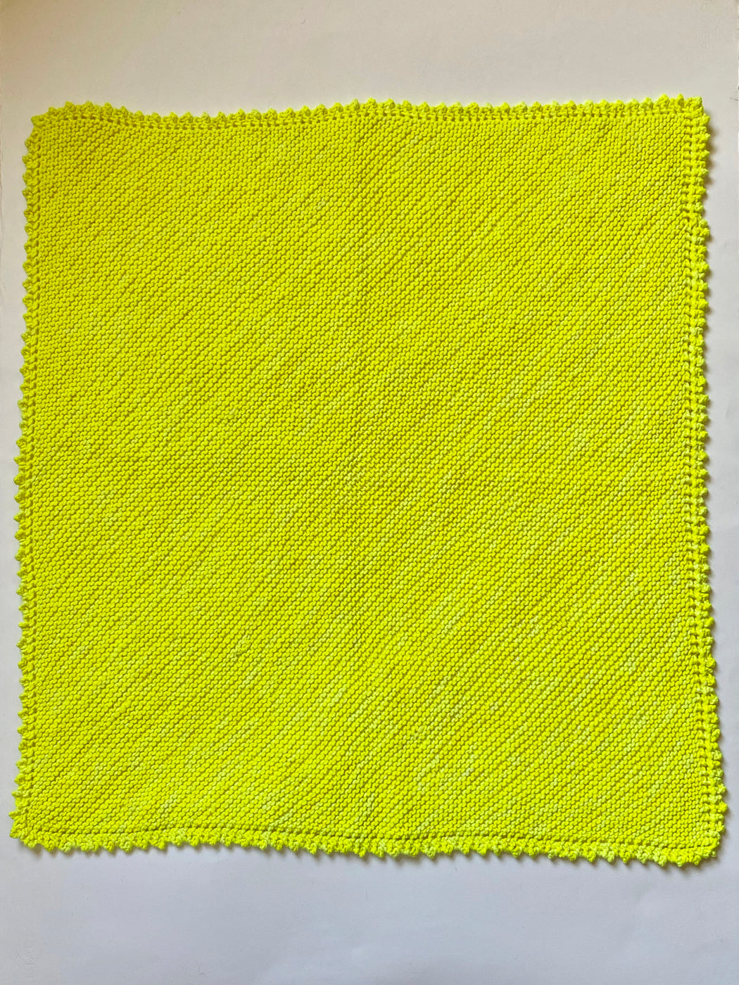 Aunt Debbie's Hand-Knitted  Baby Blanket -  Day Glo Yellow