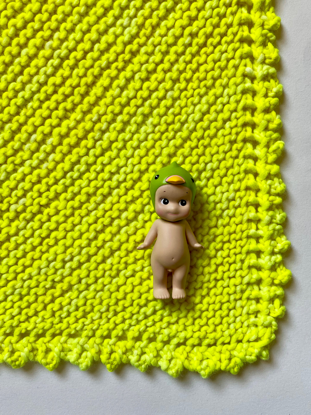 Aunt Debbie's Hand-Knitted  Baby Blanket -  Day Glo Yellow