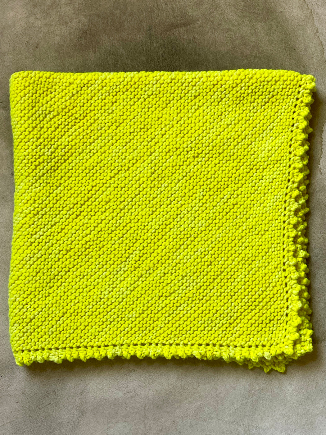 Aunt Debbie's Hand-Knitted  Baby Blanket -  Day Glo Yellow