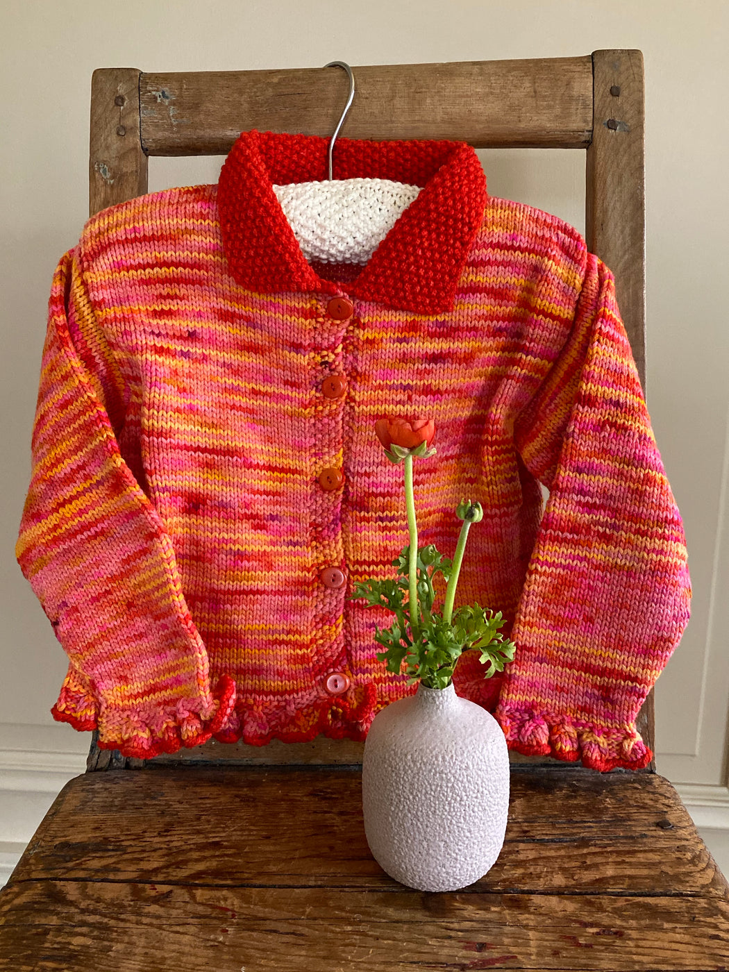 Aunt Debbie's Hand-Knit Ruffled Child's Sweater (2-3 years)