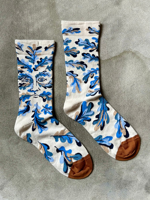 "Face in the Leaves" Socks by Bonne Maison