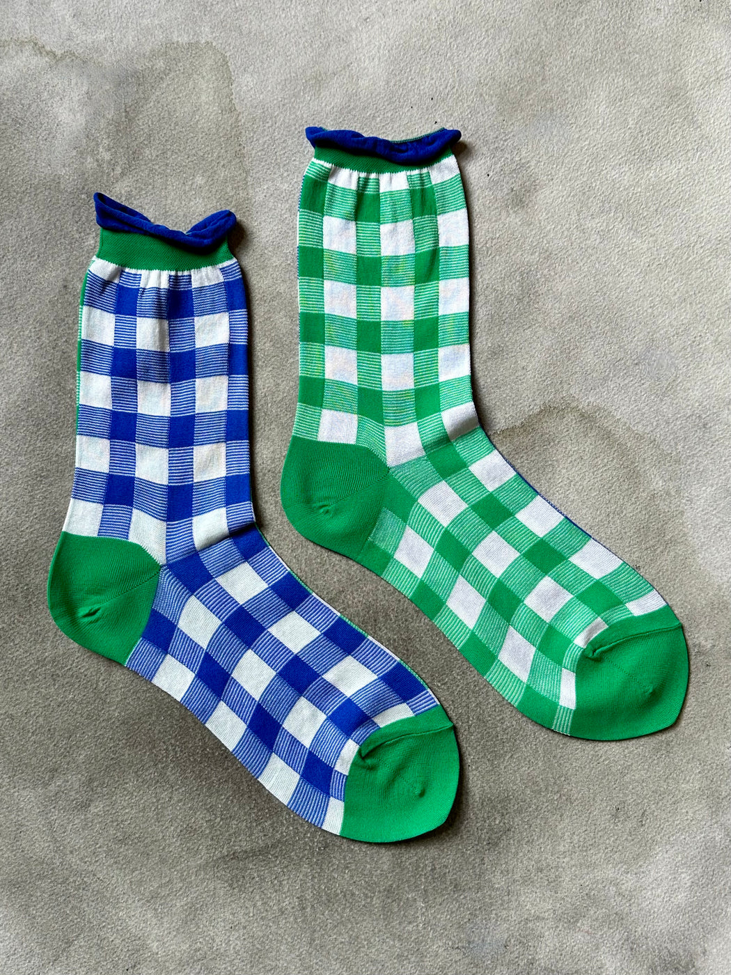 Two-tone "Gingham" Socks by Hansel from Basel