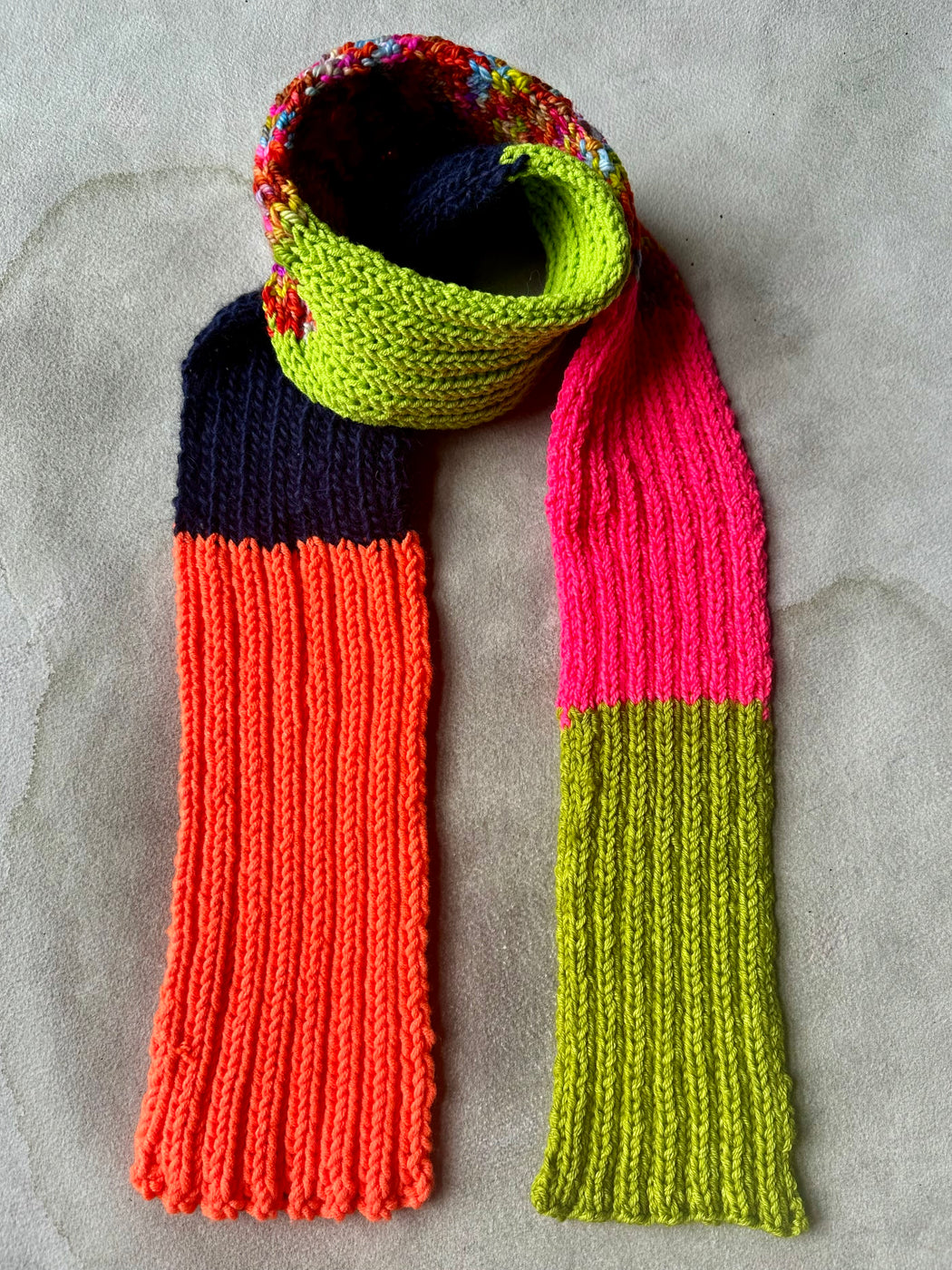 Hand-Knitted Ribbed Scarf