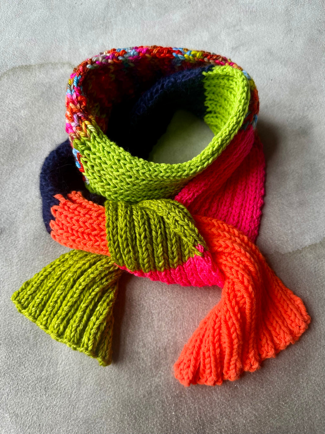 Hand-Knitted Ribbed Scarf