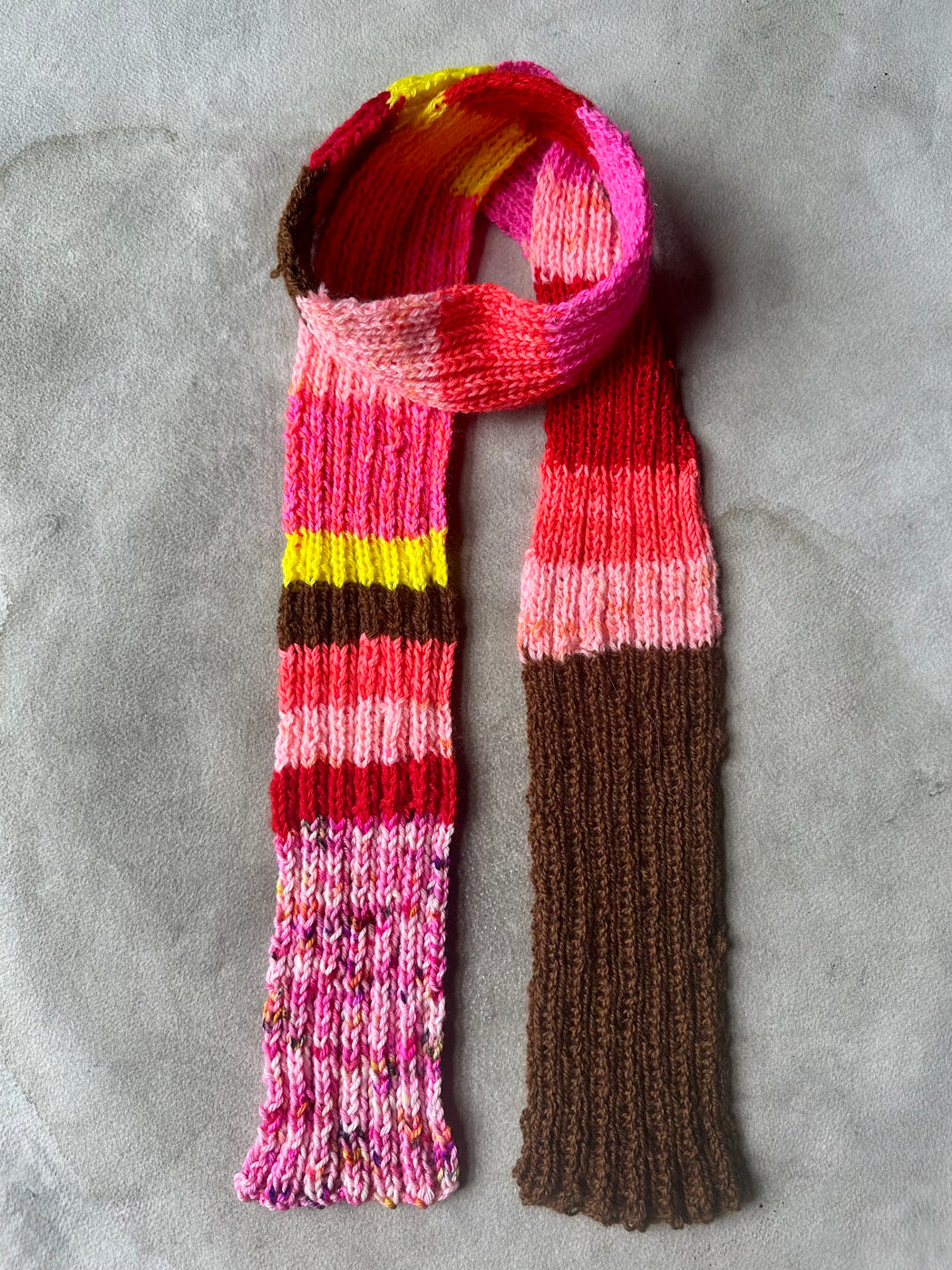 Hand-Knitted Ribbed Scarf
