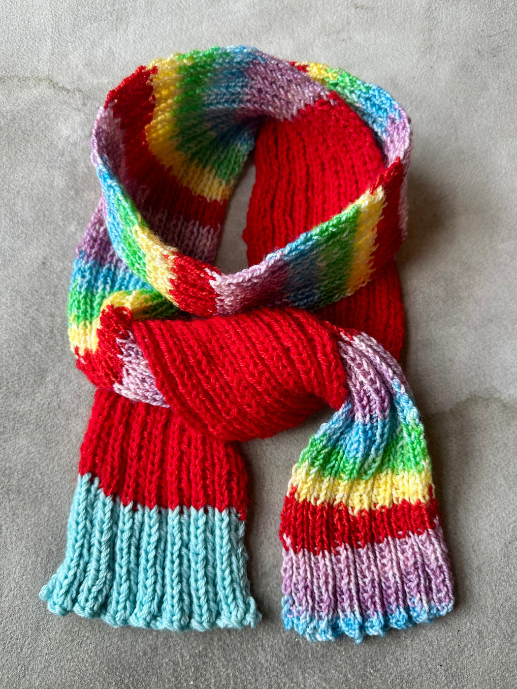 Hand-Knitted Ribbed Scarf