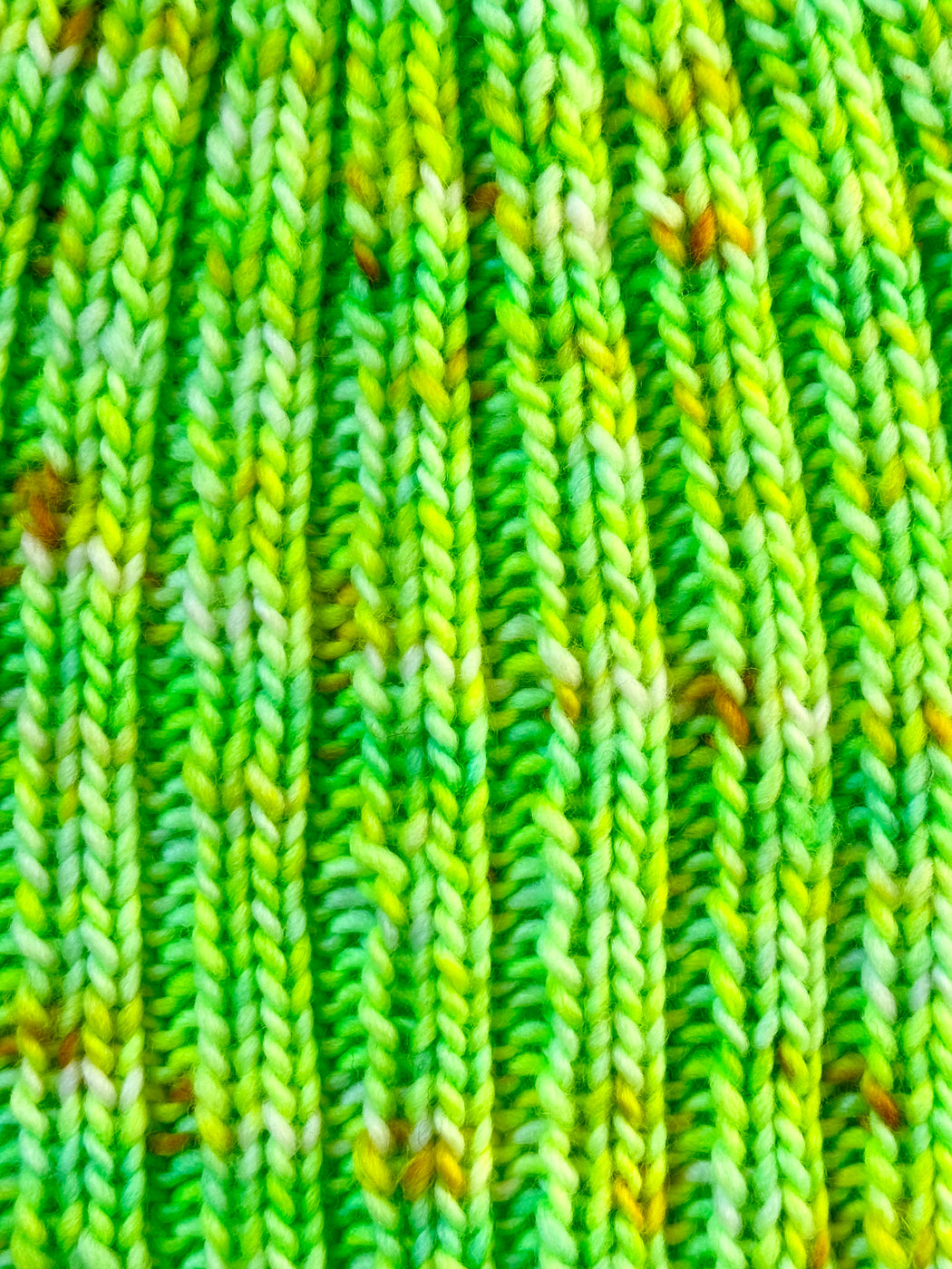 Hand-Knitted Ribbed Beanie - Bright Green