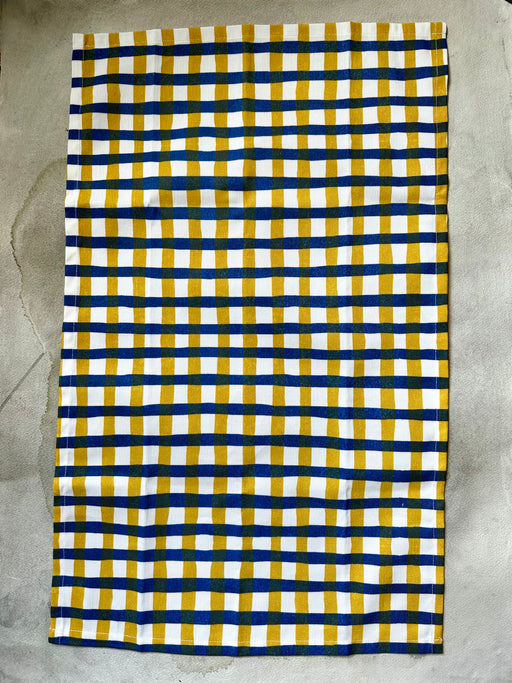 "Picnic" Tea Towel - Marigold and Blue