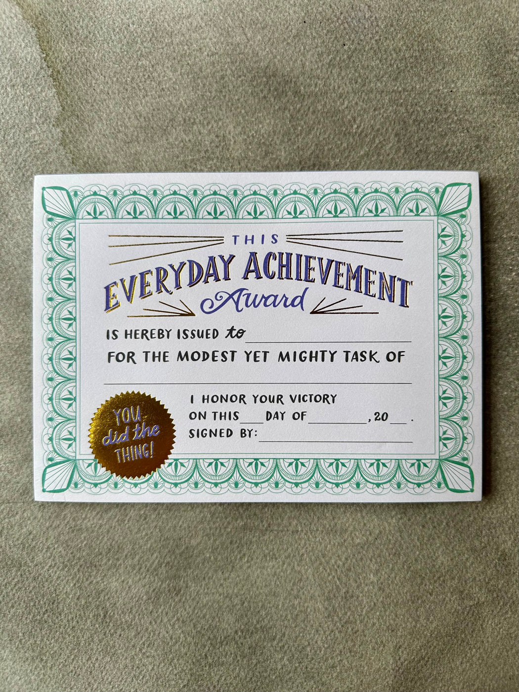 "Certificate of Everyday Achievement" Pad