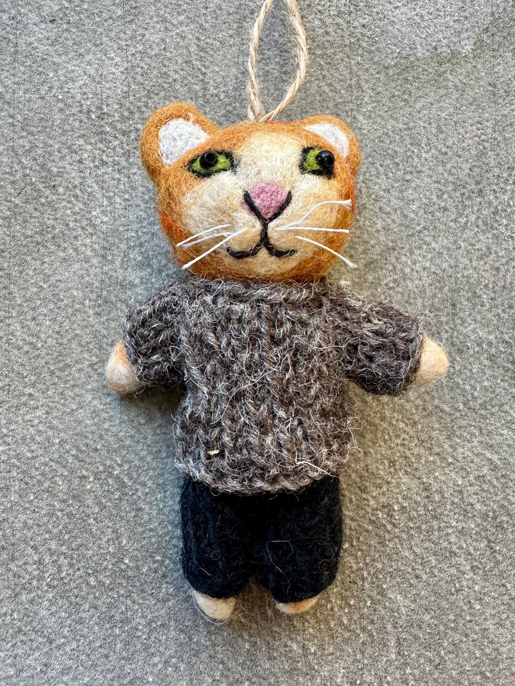 Felted "Cat" Ornament - Sweater Boy