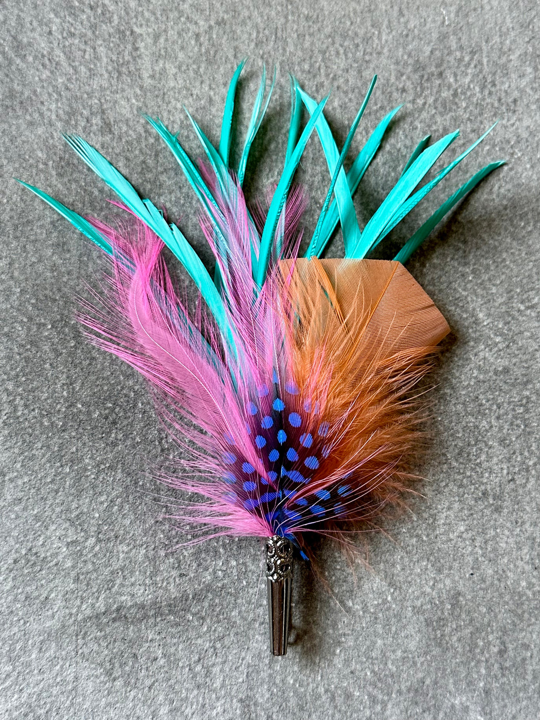 Rainbow "Spray" Feather Brooch by My Bob