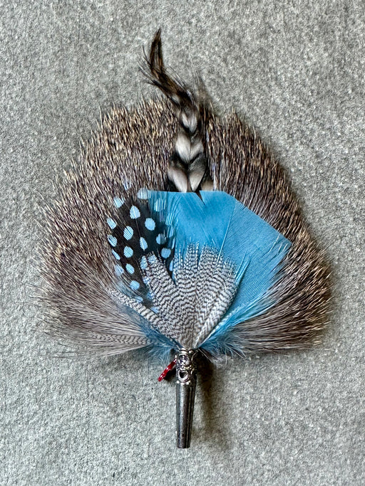 Denim Blue "Round" Feather Brooch by My Bob