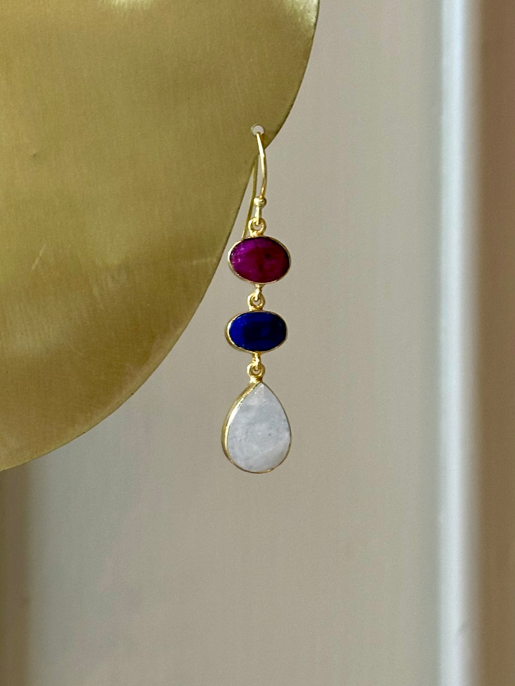 Lapis, Moonstone and Sillimanite Earrings