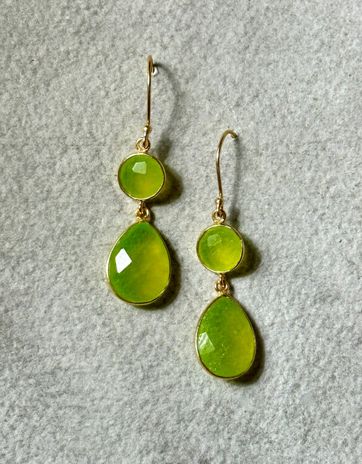 "Double Drop" Earrings - Neon Jade