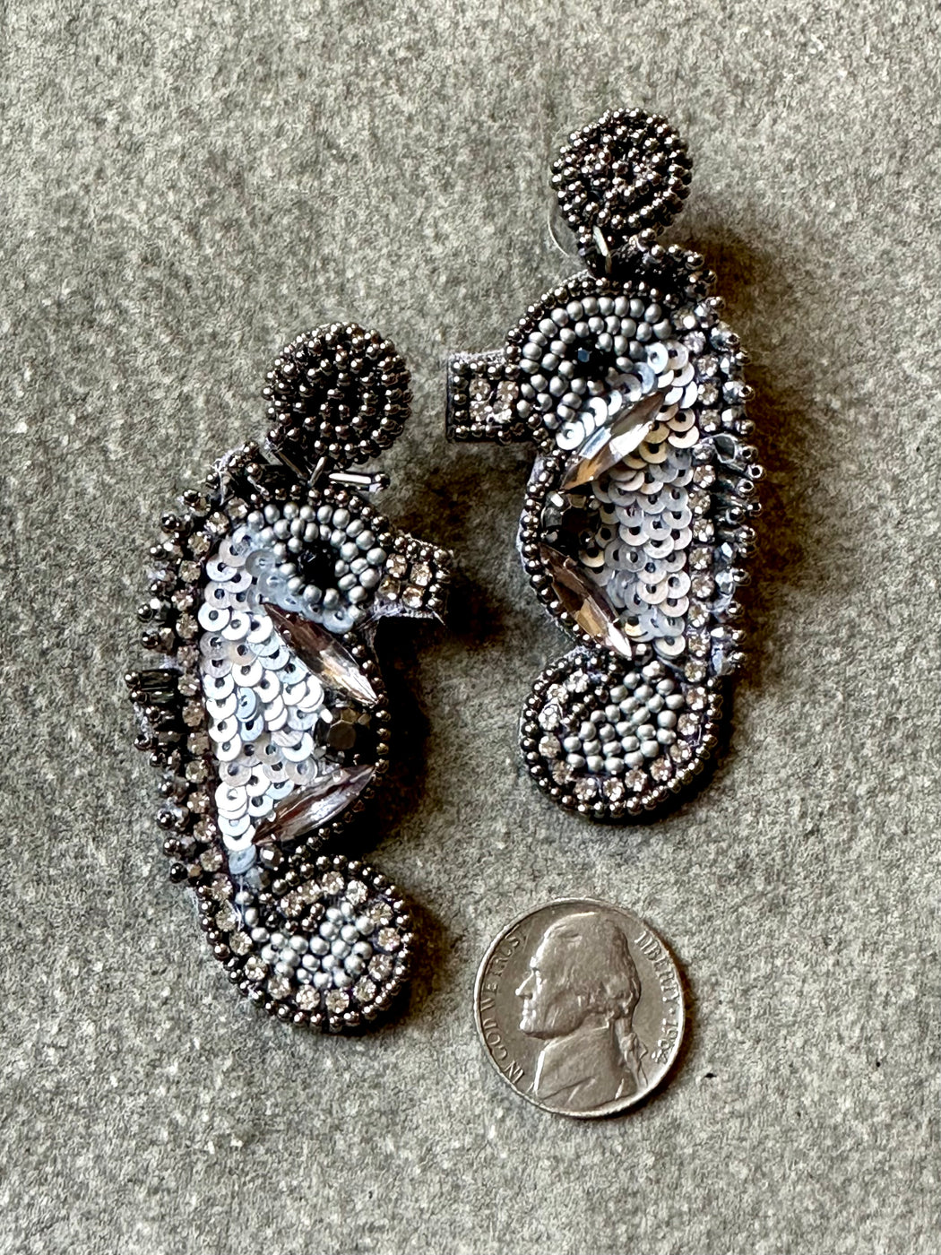 "Silver Seahorse" Beaded Earrings