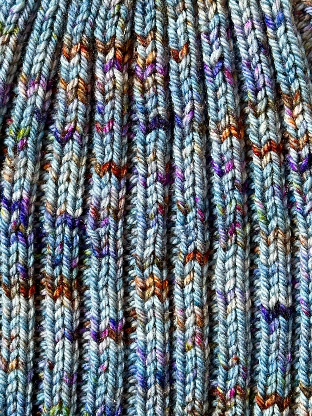 Hand-Knitted Ribbed Beanie - Blues