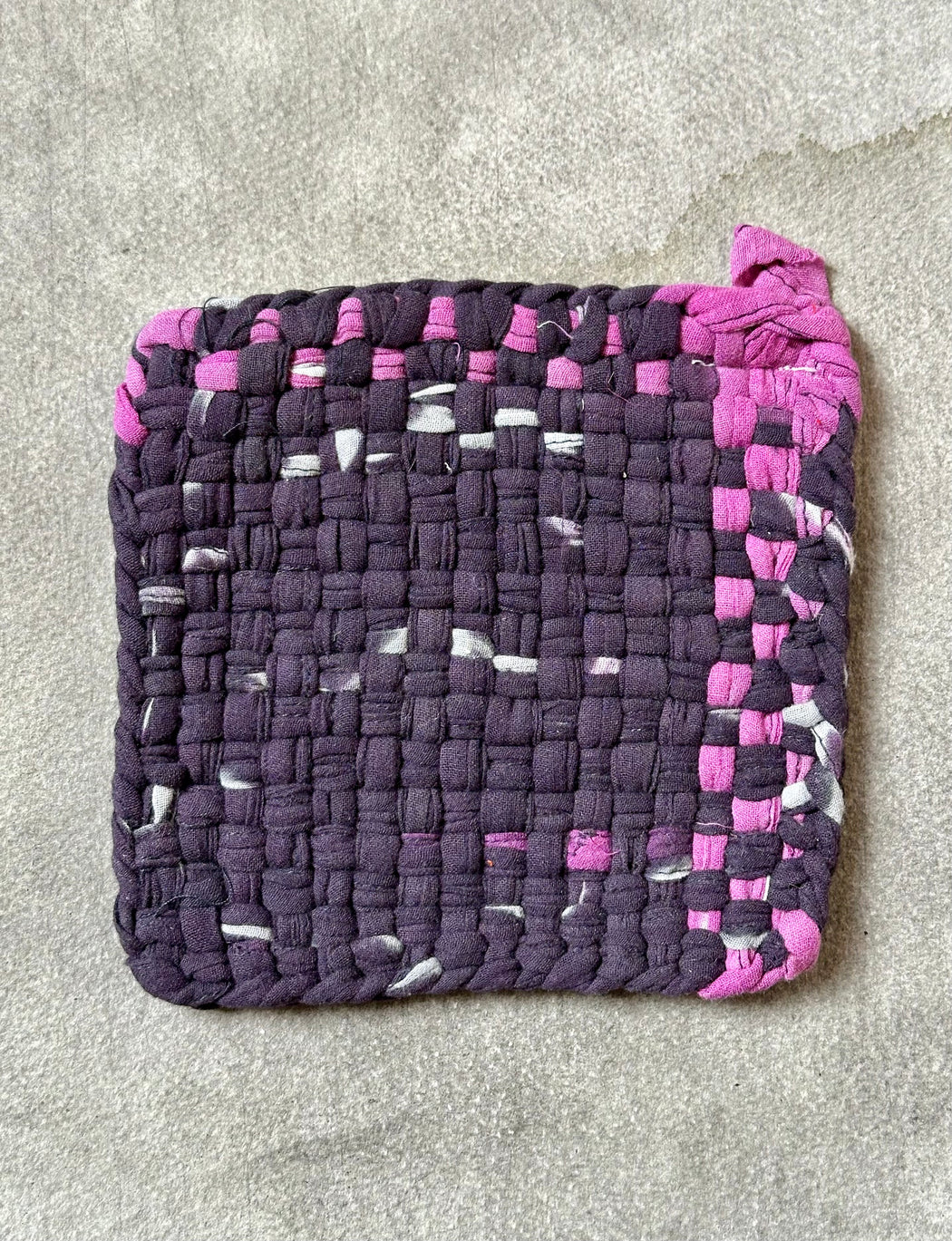 Woven Cotton Sari Potholders - Multi/Plum