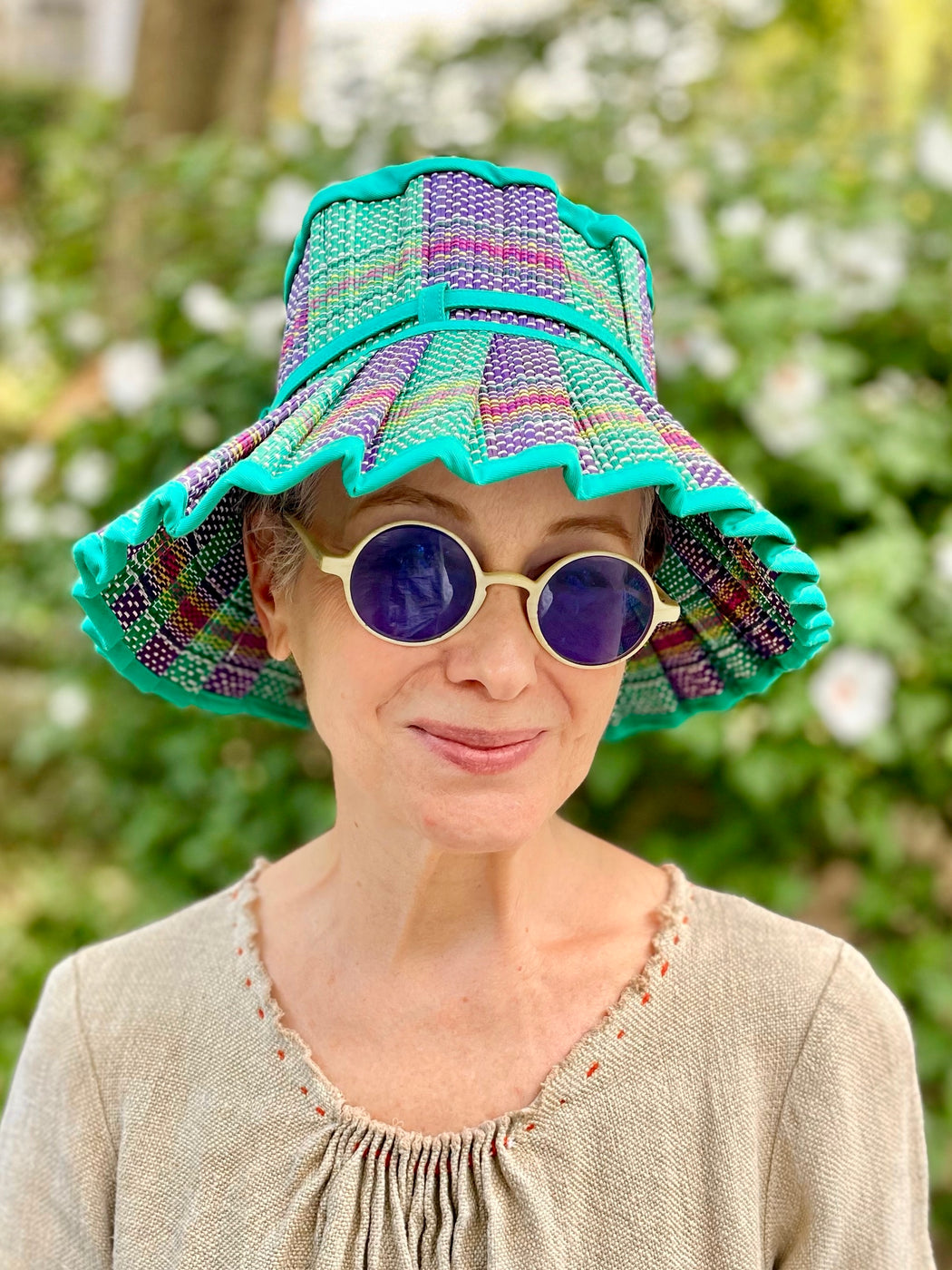 Lorna Murray Folding "Milan" Hat - Purple & Green