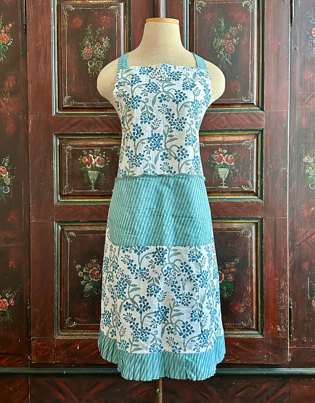 "Sanibel" Cotton Block-Printed Apron