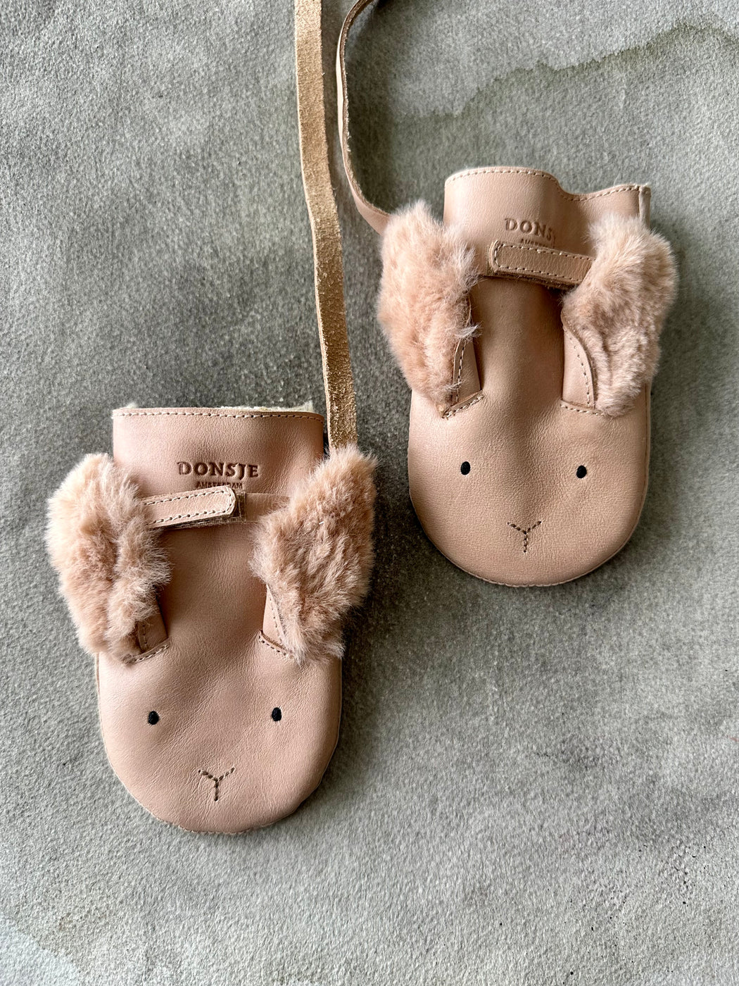 Donsje Leather "Rabbit" Mittens:  1 - 2 years