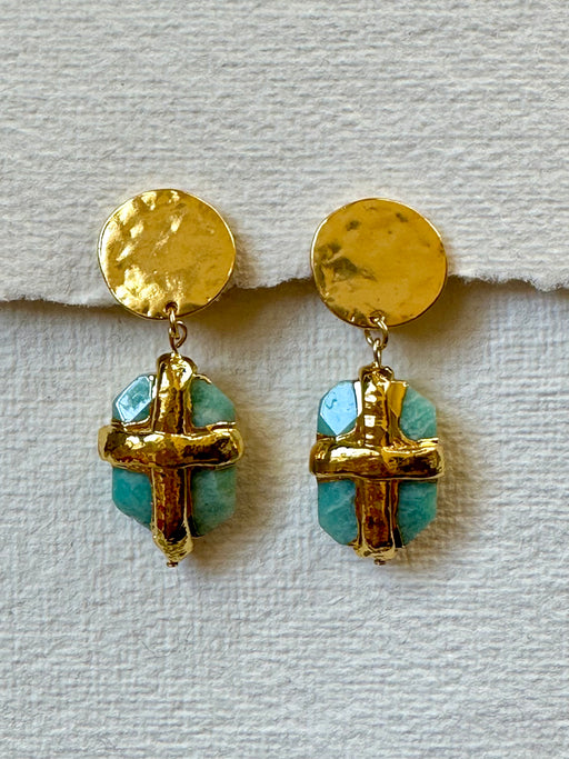 "Wrap" Amazonite Drop Ear-Clips by Karine Sultan