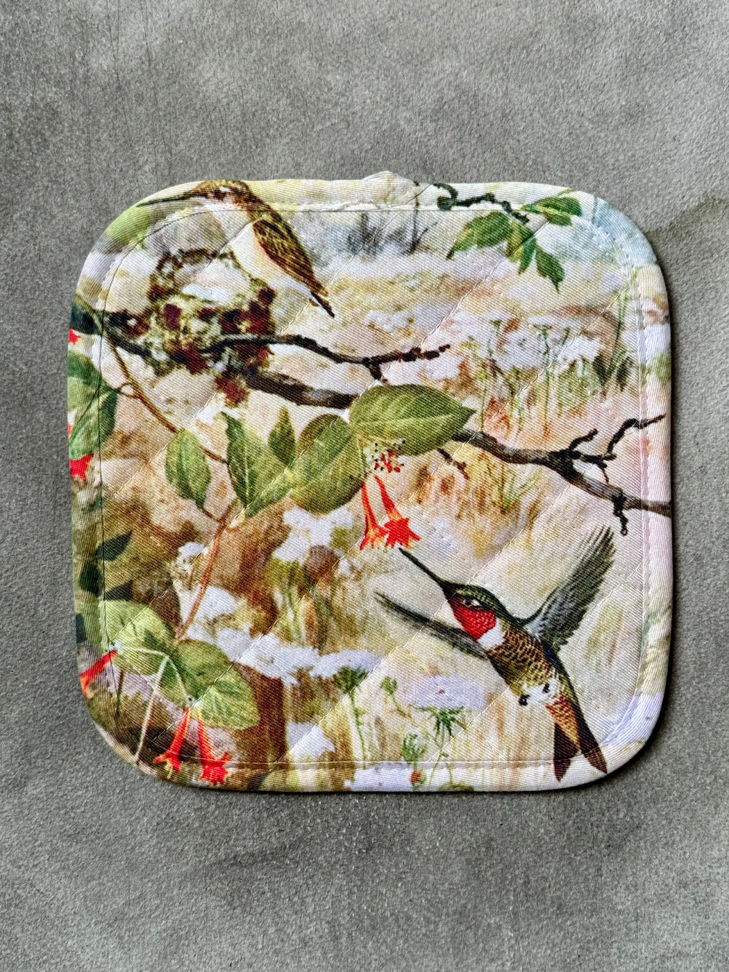 "Ruby-Throated Hummingbird" Potholder